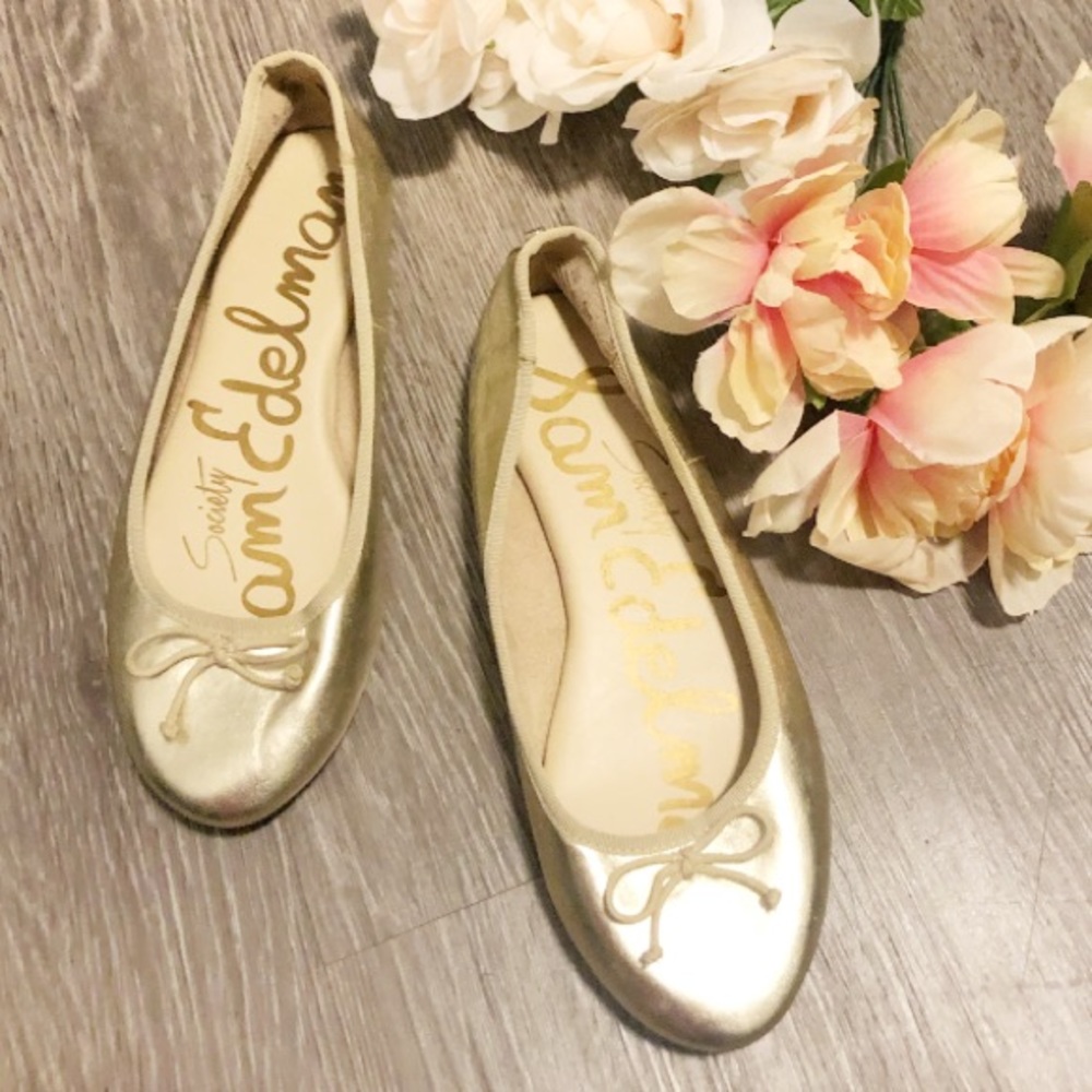 5/$20 Sam Edelman Gold Shimmery Ballerina Flats
